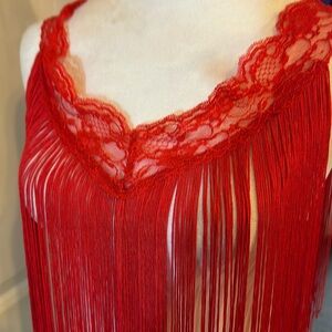 Red lace over shoulder string top BRAND NEW NEVER WORN